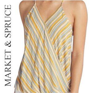 NWT Market & Spruce Women's Striped Yellow and Blue Top